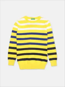 United Colors of Benetton Boys Printed Striped Pullover Sweater