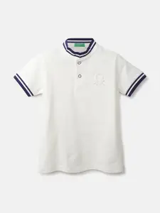 United Colors of Benetton Boys White Polo Collar T-shirt