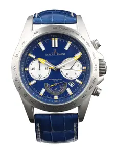 Jacques Lemans Men Blue Dial And Textured Leather Straps Analogue Watch 1-1756C
