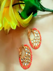 Runjhun Gold Plated Red Contemporary Drop Earrings