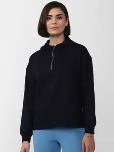 FOREVER 21 Women Black Solid Hooded Sweatshirt