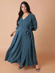 Amydus Green Wrap Maxi Plus Size Dress