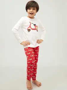 frangipani Boys Red & White Printed T-shirt with Pyjamas