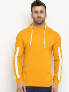 GRITSTONES Men Yellow Solid Hooded Sweatshirt