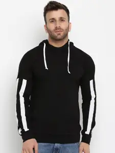 GRITSTONES Men Black Hooded Sweatshirt