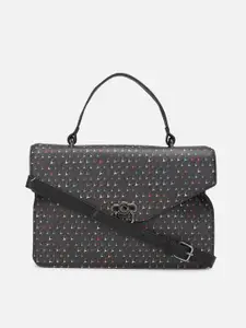 Allen Solly Black Embellished PU Bowling Satchel