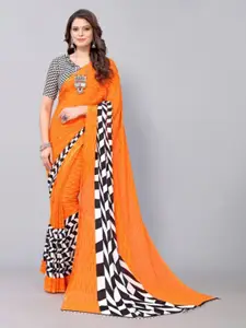 Yashika Orange & White Saree