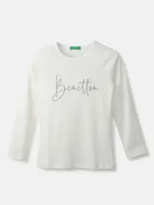 United Colors of Benetton White & Grey Print Top