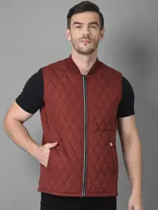 Canary London Men Rust Geometric Lightweight Quilted Jacket
