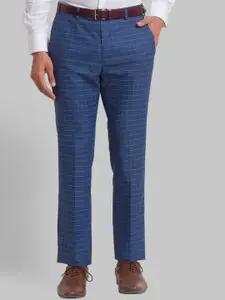 Park Avenue Men Blue Checked Slim Fit  Formal Trouser