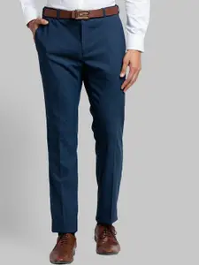 Raymond Men Blue Solid Slim-Fit Formal Trouser