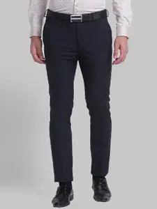Raymond Men Black  Solid Slim-Fit Formal Trousers