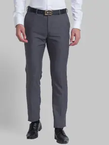 Raymond Men Grey Solid Slim-Fit Formal Trousers