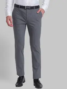 Raymond Men Grey Checked Formal Trousers