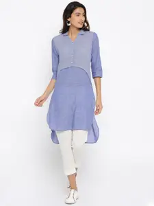 Anouk Women Blue Solid A-Line Kurta