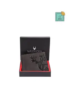 WildHorn Men Grey Leather Two Fold Wallet
