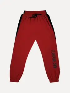 TINY HUG Boys Red Solid Rapid-Dry Joggers Track Pants