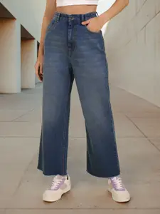 Flying Machine Women Blue Straight Fit High-Rise Light Fade Stretchable Jeans