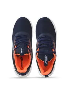 IMPAKTO Men Navy Blue & Orange Mesh Running Non-Marking Shoes