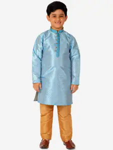 Pro-Ethic STYLE DEVELOPER Boys Printed Pure Silk Kurta with Pyjamas