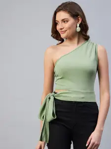Marie Claire Green One Shoulder Crop Top