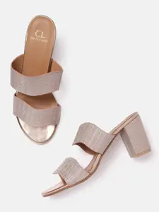 Carlton London Rose Gold-Toned Shimmer Block Heels
