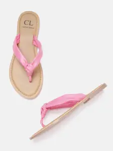 Carlton London Women Pink Solid Knot Detail Open Toe Flats