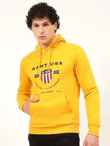 GANT Men Yellow Printed Hooded Sweatshirt