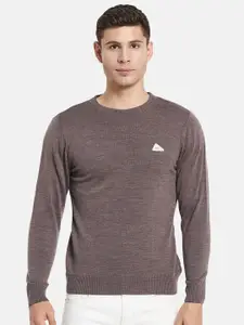 Monte Carlo Men Brown Solid Long Sleeves Pullover Sweater