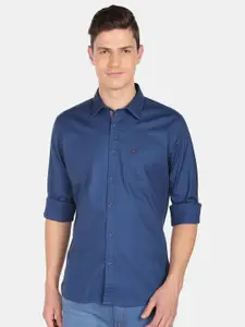 AD By Arvind Men Blue Pure Cotton Casual Shirt