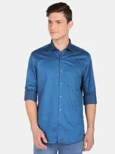 AD By Arvind Men Blue Pure Cotton Formal Shirt