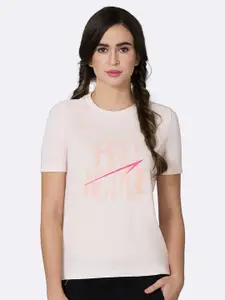 Van Heusen Women White Typography Printed Lounge T-shirt