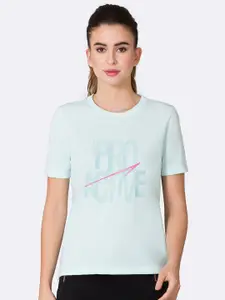 Van Heusen Women Blue Typography Print Relaxed Fit Anti Odour Lounge T-shirt