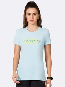 Van Heusen Women Blue Typography Print Relaxed Fit Lounge T-shirt