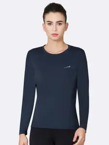 Van Heusen Women Navy Blue Solid Relaxed Fit Lounge T-shirt