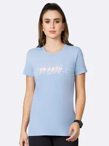 Van Heusen Women Blue Typography Lounge Tshirts