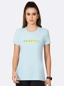 Van Heusen Women Blue Typography Print Relaxed Fit Lounge T-shirt