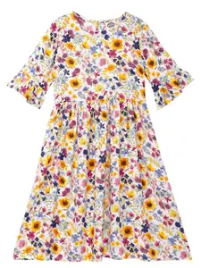 Cub McPaws Yellow Floral Printed Fit and Flare Dress