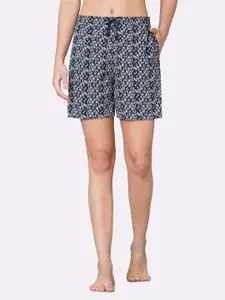 Van Heusen Women Diffused Line Printed Functional Pocket Superior Drape Lounge Shorts
