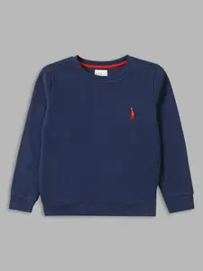 Blue Giraffe Boys Navy Blue Solid Pullover Sweatshirt