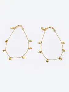 DUGRISTYLE Gold-Plated Beaded Adjustable Anklet