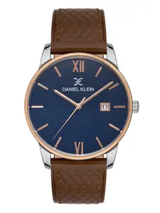 Daniel Klein Premium Men Blue Dial & Brown Leather Strap Analogue Watch DK 1 13271-5