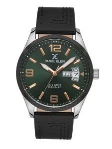 Daniel Klein Premium Men Green Dial & Black Leather Straps Analogue Watch DK 1 13266-3