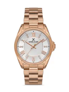 Daniel Klein Premium Women Silver-Toned & Rose Gold Toned Straps Analogue Watch