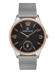 Daniel Klein Premium Men Black Dial & Silver-Toned Straps Analogue Watch DK.1.13267-4