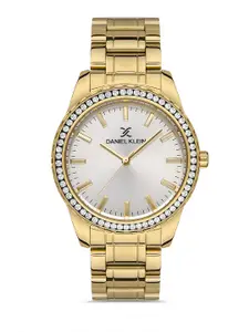 Daniel Klein Premium Women Embellished Dial & Gold Straps Analogue Watch DK.1.13249-4