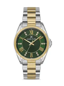 Daniel Klein Premium Women Green Embellished Dial & Gold Toned Analogue Watch DK.1.13242-4