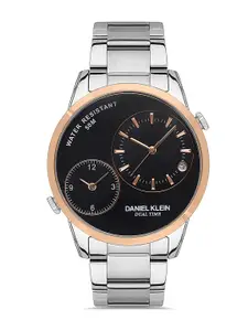 Daniel Klein Premium Men Black Dial & Silver Toned Straps Analogue Watch-DK.1.13265-4