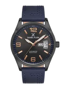 Daniel Klein Premium Men Black Dial & Blue Leather Straps Analogue Watch DK.1.13266-5