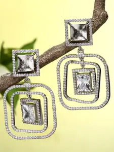 KARATCART Silver-Toned Classic Drop Earrings